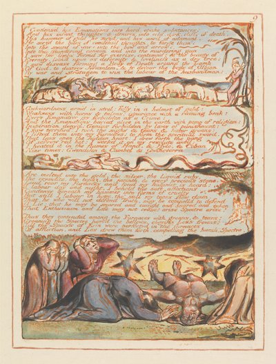 エルサレム、プレート9、彼の発散を凝縮します。 作： William Blake